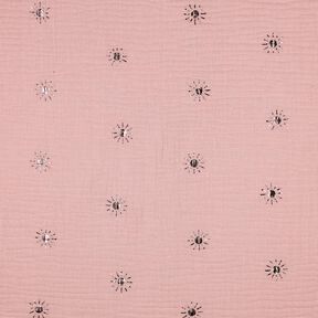Tissu double gaze de coton Sonnen Imprimé feuille | Poppy Fabrics – vieux rose clair/violet pastel, 