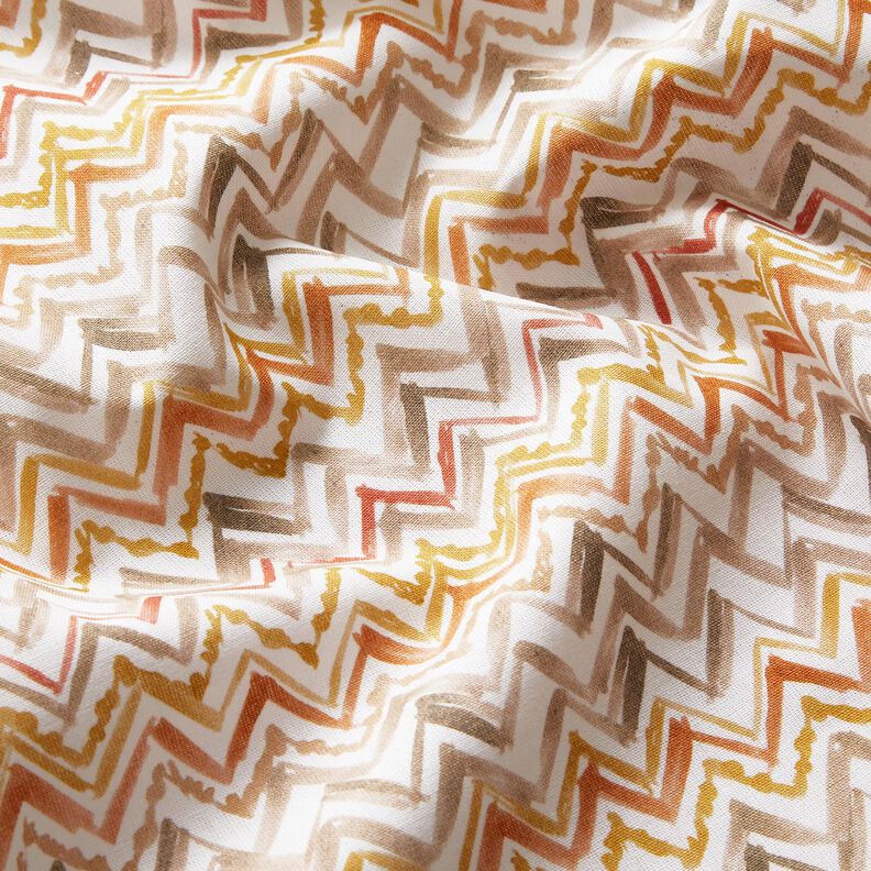 Popeline coton Zigzag en coups de pinceau Impression numérique – blanc/cuivre,  image number 2