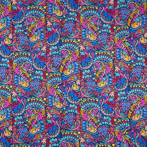 Tissu en coton Cretonne vrilles florales – bleu nuit,  image number 1
