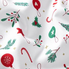 Tissu en coton Cretonne Décoration de Noël – blanc/vert, 