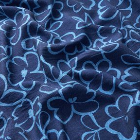 Crêpe de viscose avec fleurs abstraites – bleu marine/bleu roi, 