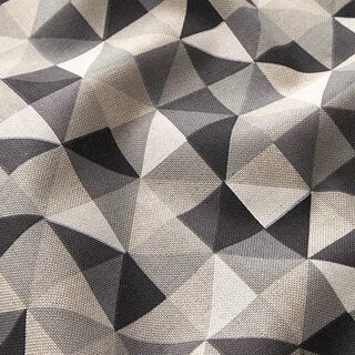 Tissu de décoration Semi-panama motif losange rétro – gris/noir, 