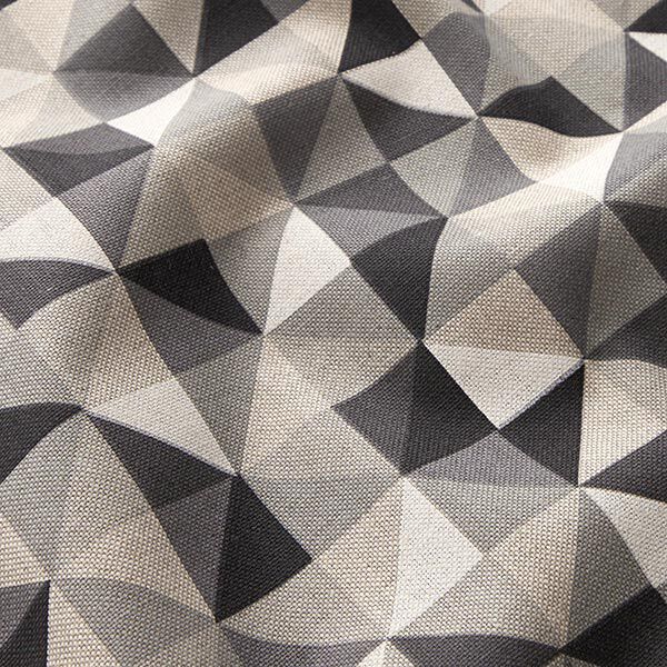 Tissu de décoration Semi-panama motif losange rétro – gris/noir,  image number 2