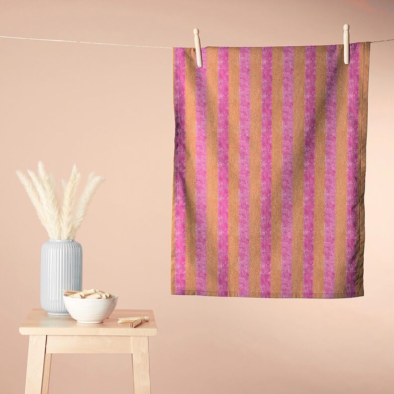 Tissu éponge Bambou Larges rayures – orange clair/rose vif, image number 7