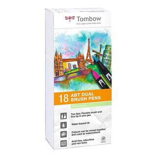 ABT Dual Brush Pen aquarelle Couleurs pastel Set [ 18 Pièces ] | Tombow, 