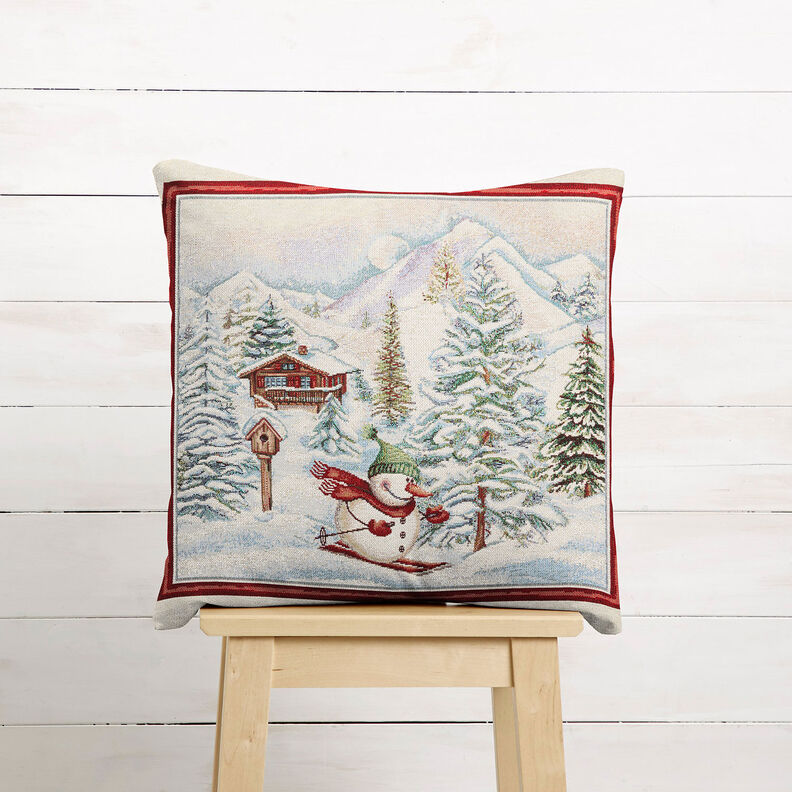 panneau décoratif Gobelin Bonhomme de neige – carmin/beige clair, image number 6