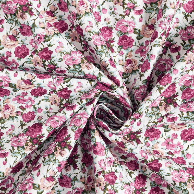 Popeline coton Wildrosen – blanc/mauve, image number 3