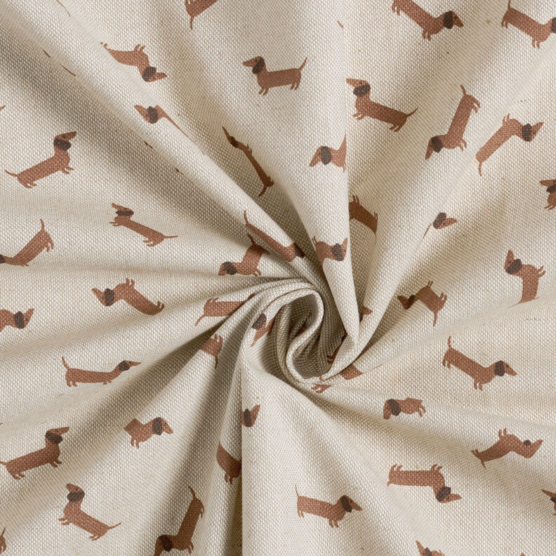 Tissu de décoration Semi-panama Teckels – nature/marron moyen, image number 3