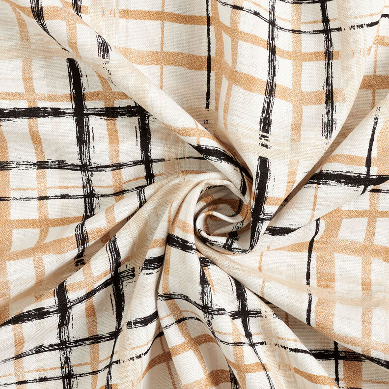 Lin-viscose mélangés à carreaux abstraits – nature/beige, image number 4