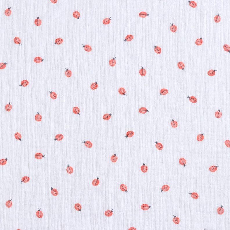 Tissu double gaze de coton Coccinelles Impression numérique | Poppy Fabrics – blanc,  image number 1