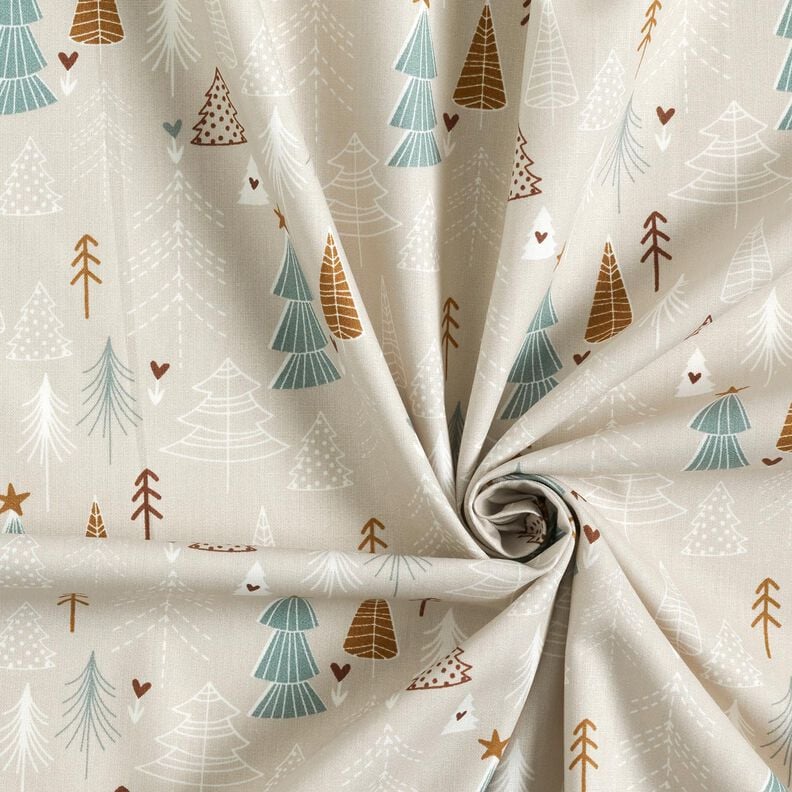 Tissu en coton Popeline Sapins minimalistes – taupe clair,  image number 3