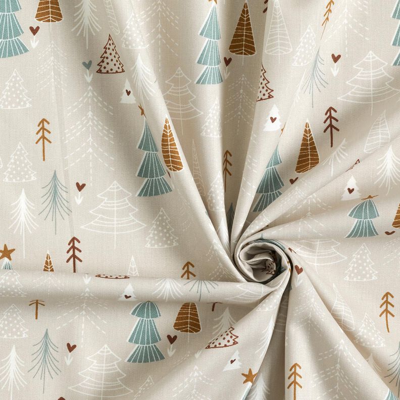 Tissu en coton Popeline Sapins minimalistes – taupe clair, image number 3