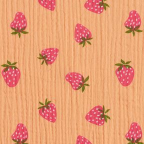 Tissu double gaze de coton Fraises – abricot, 