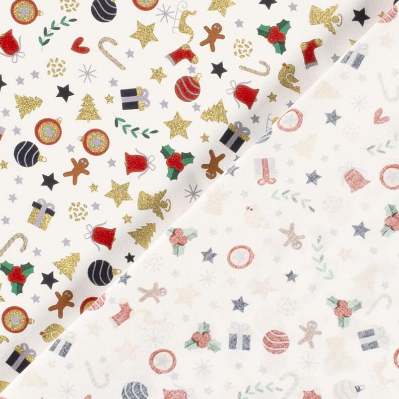Tissu en coton Popeline petits motifs de Noël – beige clair/or,  image number 4