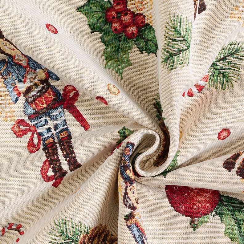 Tissu de décoration Gobelin Casse-noisettes festifs – beige clair/rouge,  image number 3