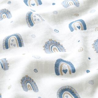 Tissu double gaze de coton Arc-en-ciel – écru/bleu jean, 