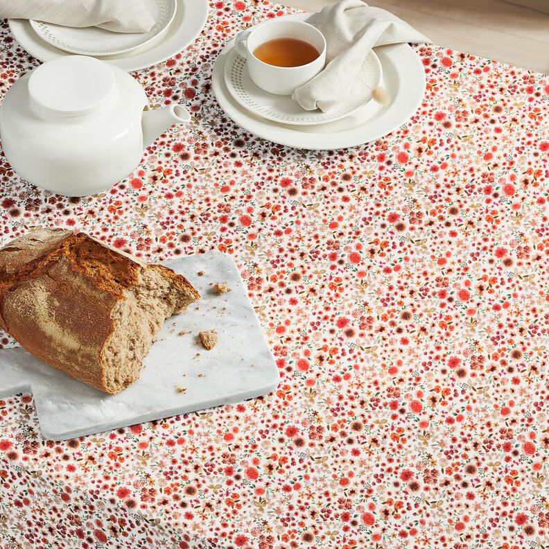 Tissu en coton Cretonne pétales de rose – ivoire/homard, image number 5
