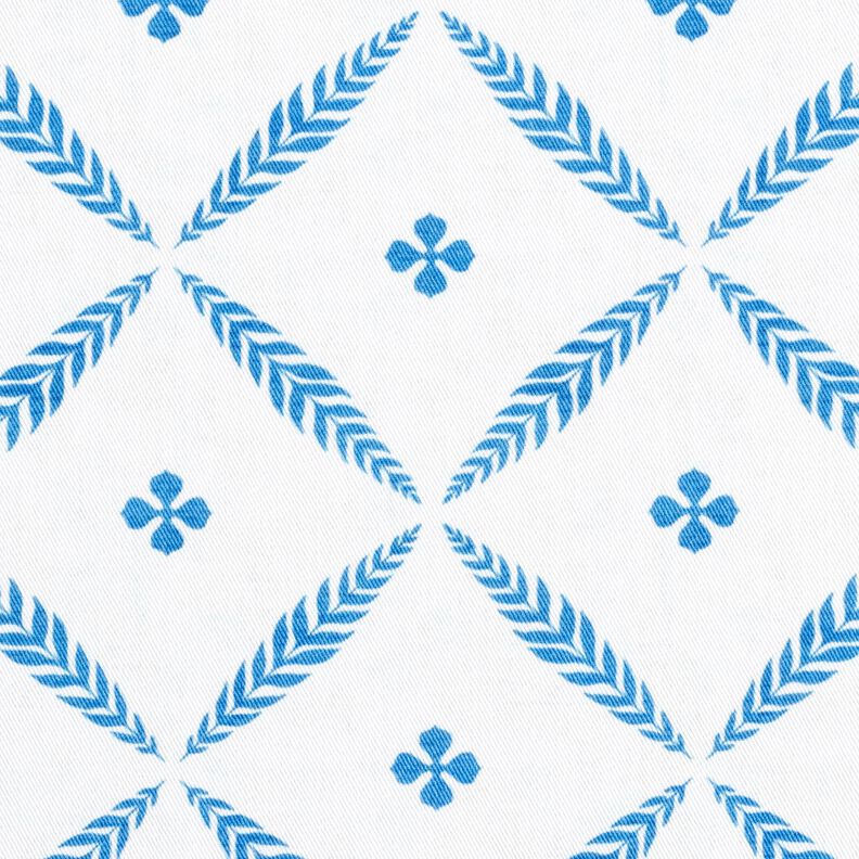 Tissu de décoration Sergé coton Losanges élégants  – blanc/bleu,  image number 1