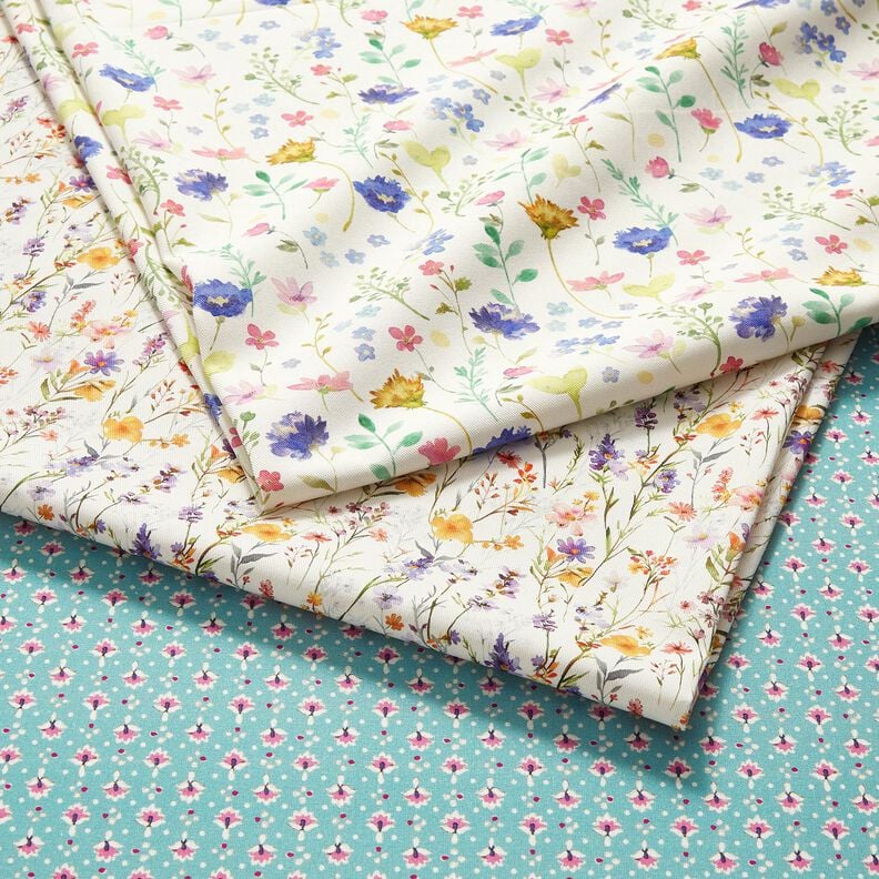 Tissu de décoration Sergé coton Fleurs sauvages – ivoire/lilas, image number 5