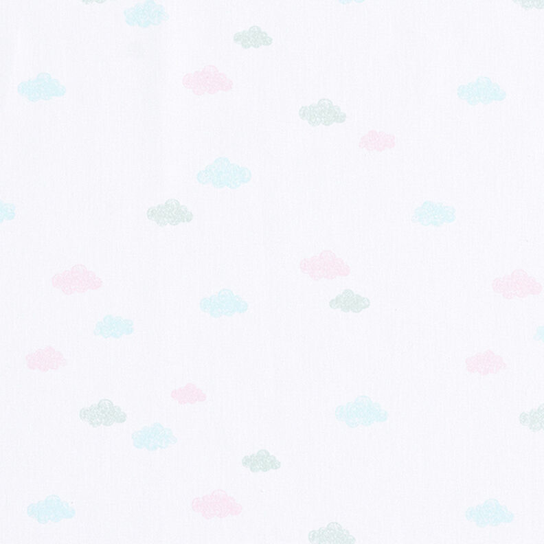 GOTS popeline coton aspect griffonnage nuages | Tula – blanc,  image number 1