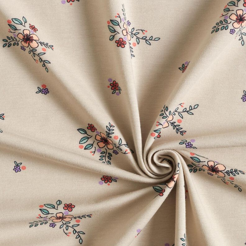 GOTS Jersey coton Fleurs éparses | Poppy Fabrics – amande,  image number 3