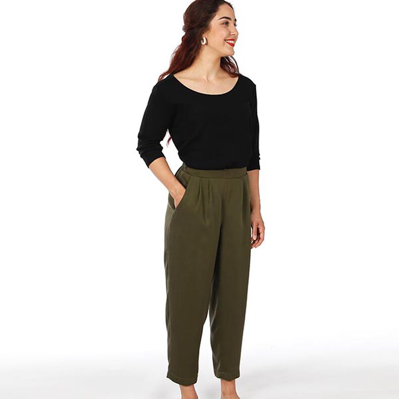 Pantalon coupe œuf avec plis à la ceinture élastique FRAU GUSTA | Patron prêt à découper | XS-XXL,  image number 4