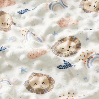 Polaire douillet points en relief Lions mignons – blanc/bleu clair, 