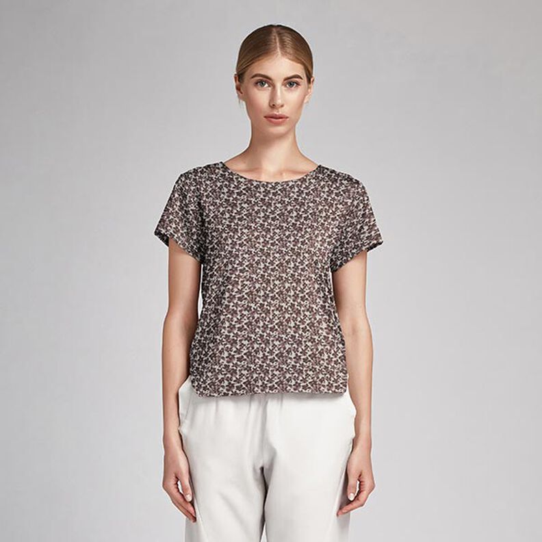 Popeline coton Mer de fleurs – taupe/marron,  image number 5