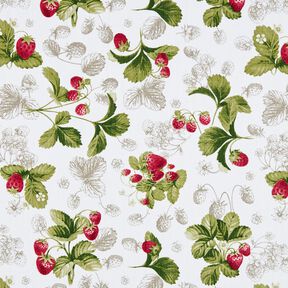 Tissu de décoration Panama Fraises – blanc/carmin, 