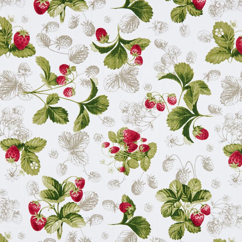 Tissu de décoration Panama Fraises – blanc/carmin,  image number 1