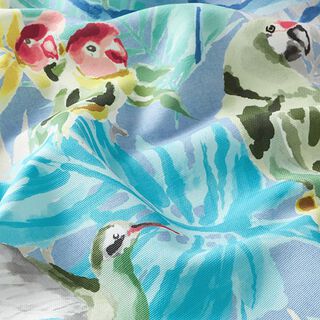 Tissu d’extérieur Canvas Oiseaux tropicaux – bleu clair/turquoise, 