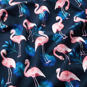 Jersey coton Flamant rose | Glitzerpüppi – bleu nuit/rose clair, 