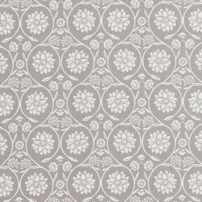 Tissu en coton Cretonne Fleurs et rameaux – argent/blanc, 