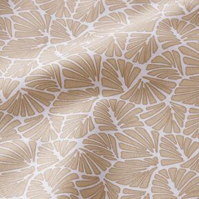 Coton enduit Mini feuilles abstraites – beige/blanc, 