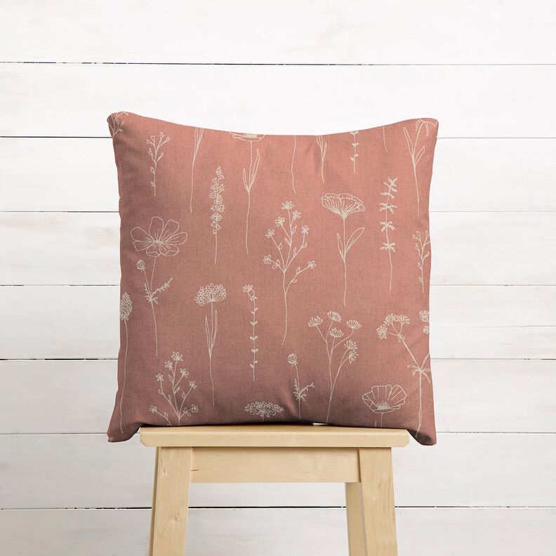 Tissu de décoration Semi-panama Fleurs délicates – vieux rose,  image number 9