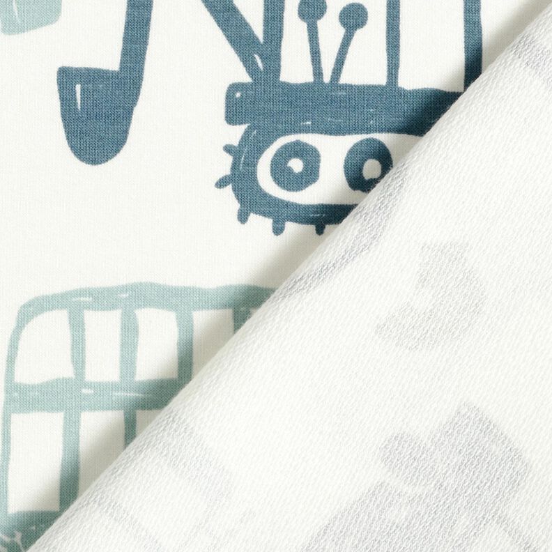 French Terry Sweat d&rsquo;&eacute;t&eacute; V&eacute;hicules griffonn&eacute;s &ndash; blanc/bleu,  image number 4