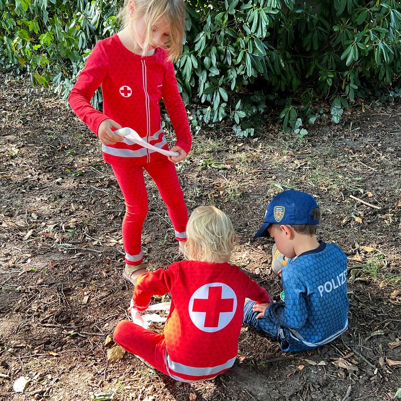 French Terry Sweat d’été Tissu bordure Médecin urgentiste d’un jour – rouge/argent,  image number 7