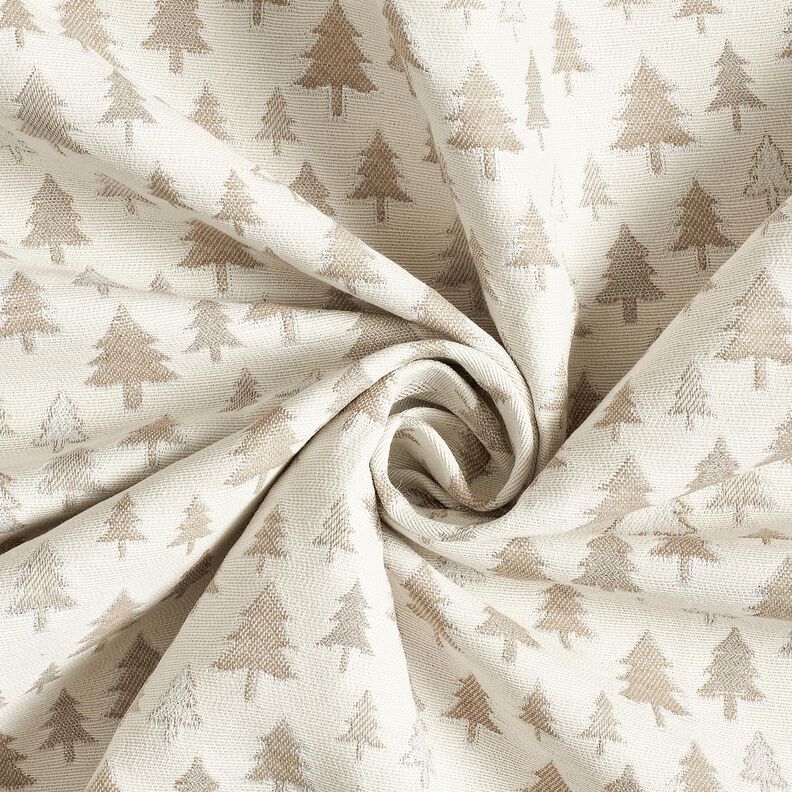 Tissu de décoration Jacquard sapins scintillants – beige/argent,  image number 3