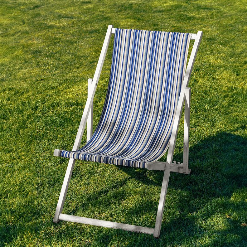 Extérieur Tissu pour chaise longue Rayures verticales 44 cm – indigo/beige,  image number 4