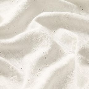 Mélange viscose lin Dentelle brodée Vrilles de fleurs – ivoire, 