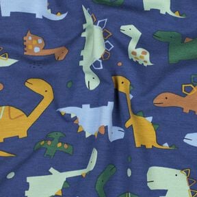 Sweat d’été Dinosaures | Poppy Fabrics – indigo/bleu clair, 