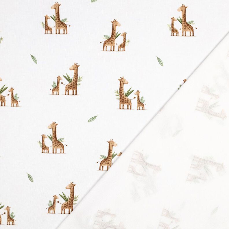GOTS Jersey coton Famille de girafe Impression numérique | Poppy Fabrics – blanc/marron clair, image number 3