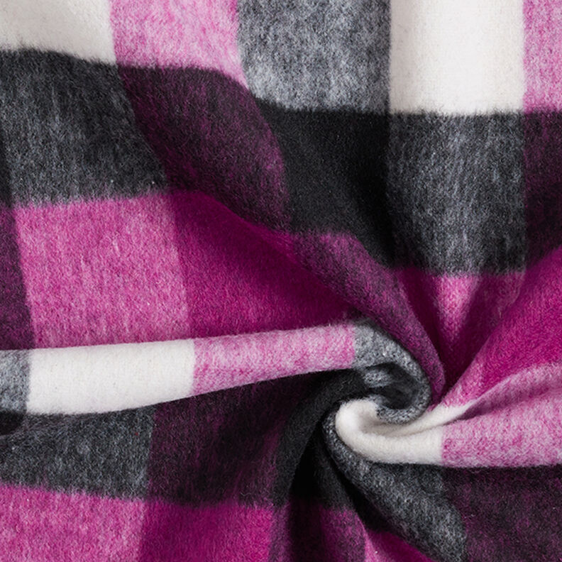 Tissu manteau en laine vierge mélangée à carreaux – raisin, image number 3