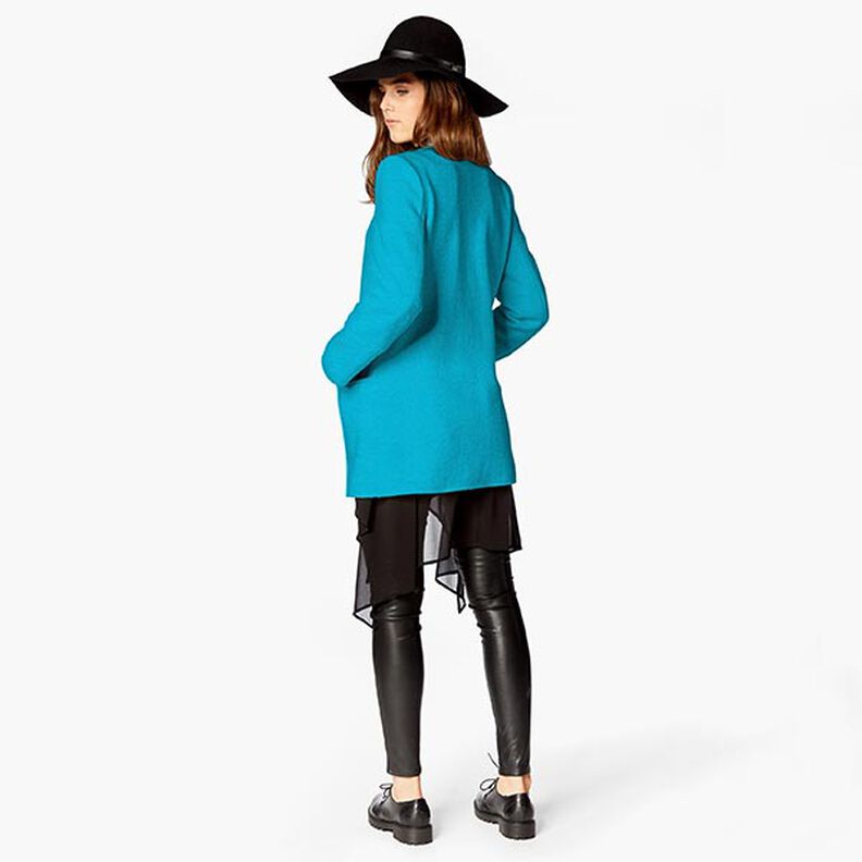 Tissu pour manteau en laine mélangée, uni – turquoise,  image number 5