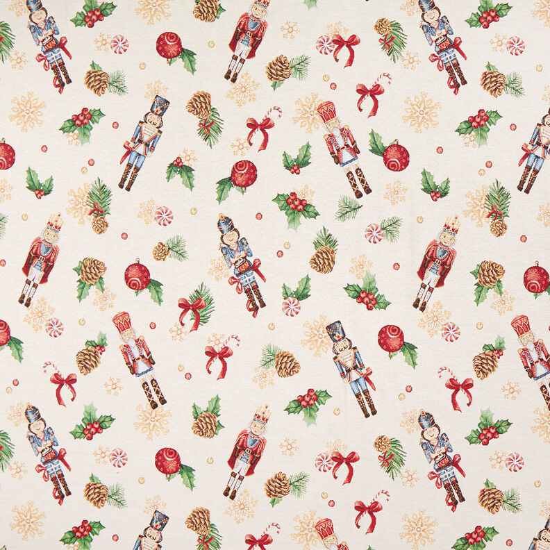 Tissu de décoration Gobelin Casse-noisettes festifs – beige clair/rouge,  image number 1