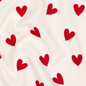 Flanelle coton Cœurs | Poppy Fabrics – ivoire/carmin, 