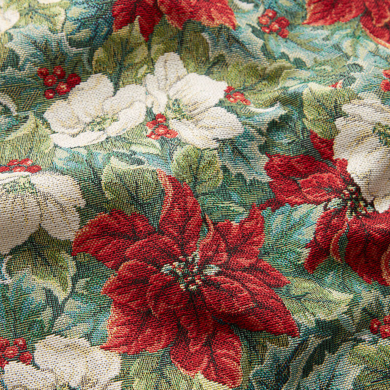Tissu de décoration Gobelin Étoiles de Noël bicolores – beige clair/rouge, image number 2