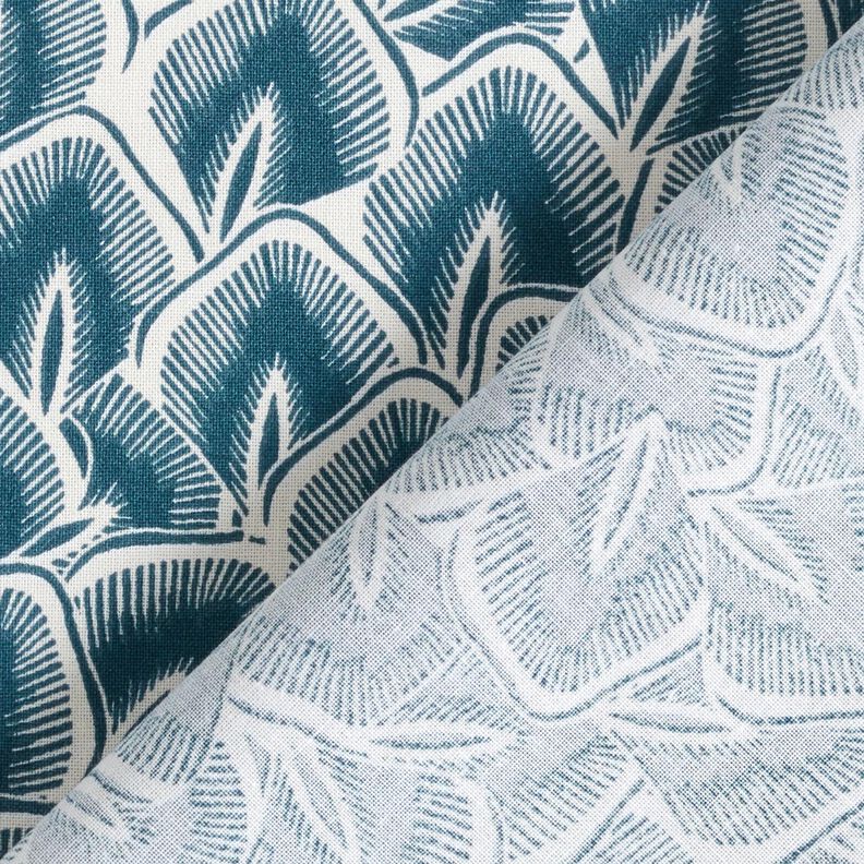 Tissu en coton Cretonne Feuilles abstraites – bleu océan/ivoire,  image number 4