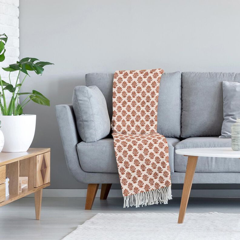 Tissu matelassé Tissu gaze de coton vrilles et fleurs – marron/bleu nuit,  image number 5