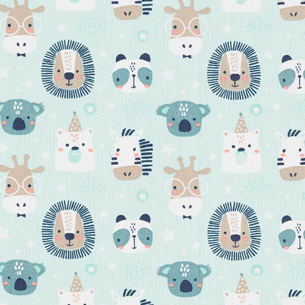Popeline coton Animaux de fête – bleu aqua, image number 1